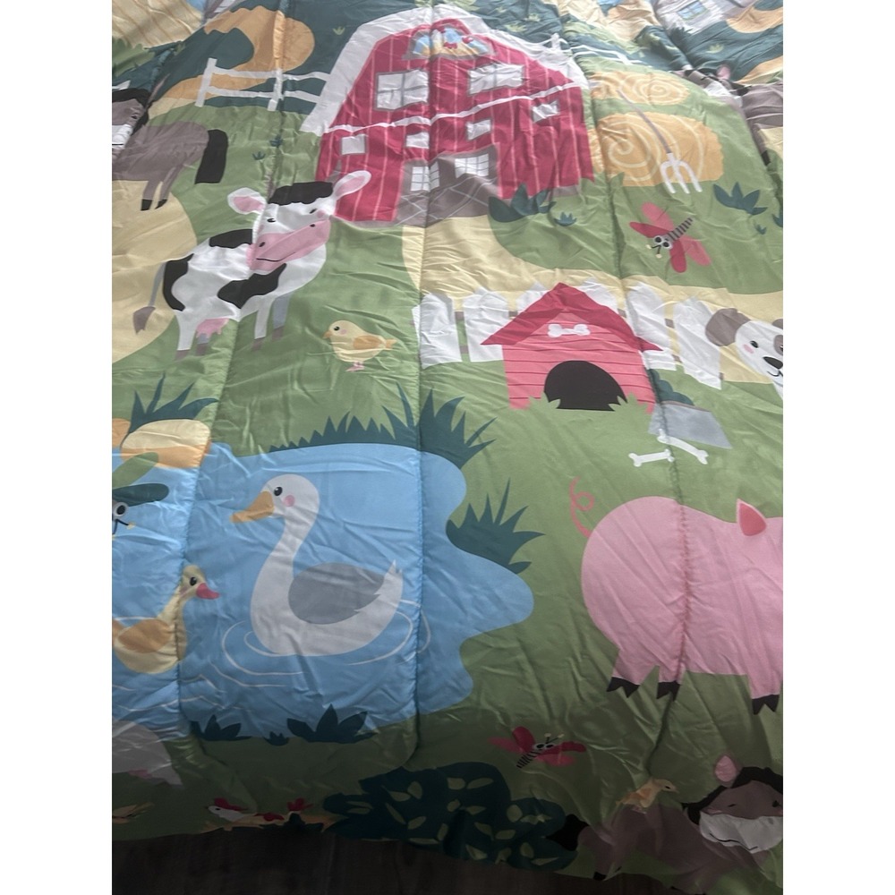 Dream Factory Kids Farm Animal Scene Full Comforter 2 Shams